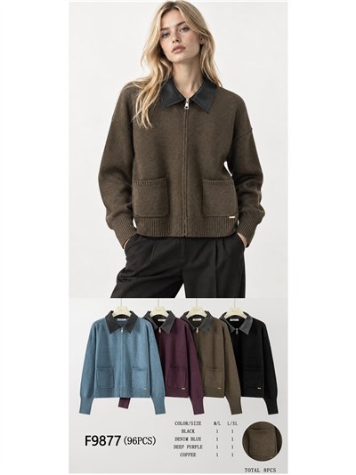 Chaqueta de punto cuello efecto piel 2