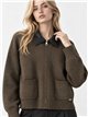 Faux leather collar knit jacket
