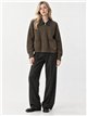 Faux leather collar knit jacket