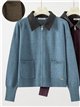 Faux leather collar knit jacket