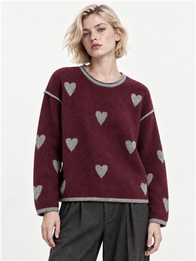 Jersey de lana estampado corazones