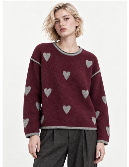 Jersey de lana estampado corazones