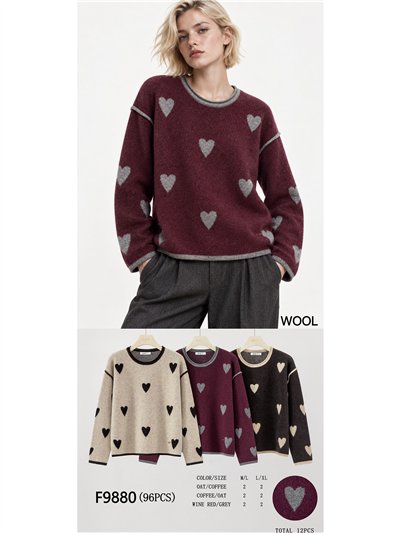 Jersey de lana estampado corazones 2