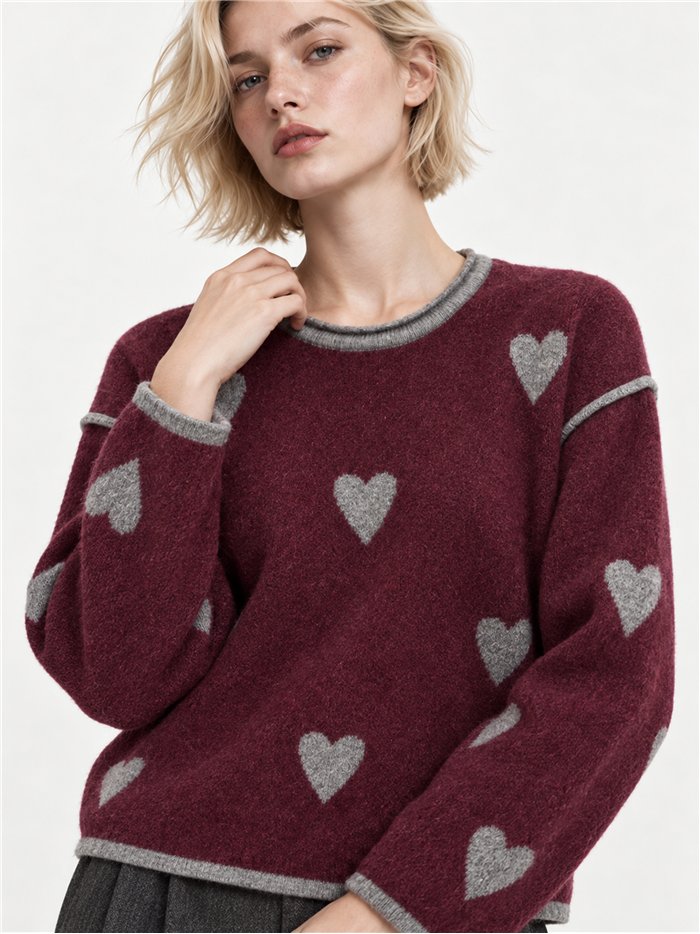 Jersey de lana estampado corazones