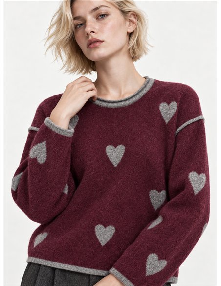 Jersey de lana estampado corazones