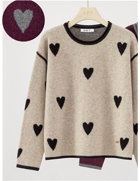 Jersey de lana estampado corazones