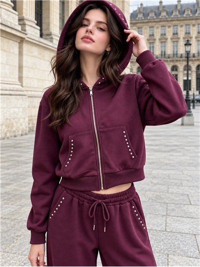 Sudadera tachuelas con cremallera