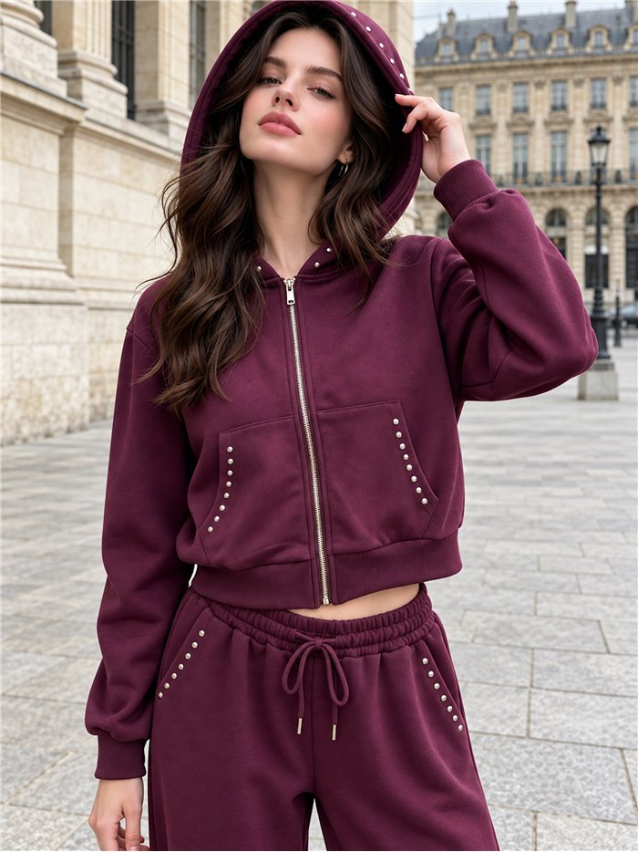 Sudadera tachuelas con cremallera