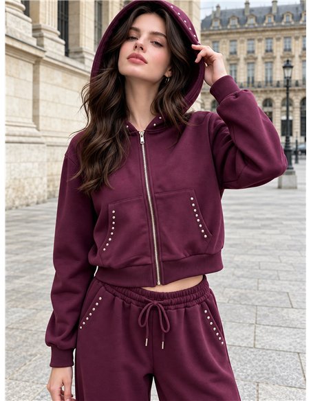 Sudadera tachuelas con cremallera