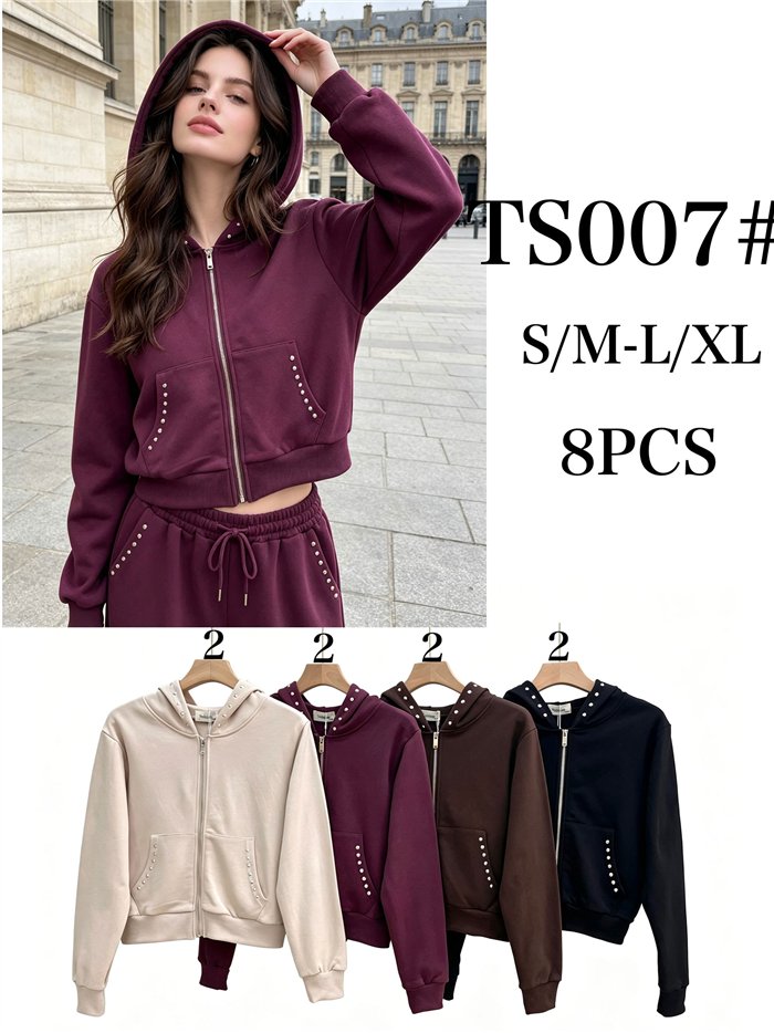 Sudadera tachuelas con cremallera