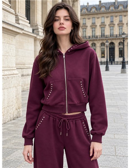 Sudadera tachuelas con cremallera