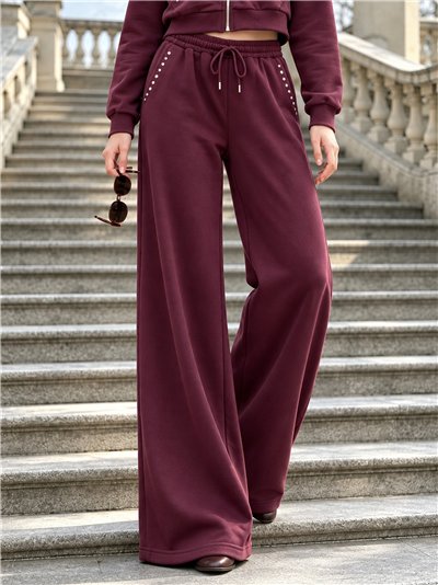 Pantalón de chándal wide leg con tachuelas