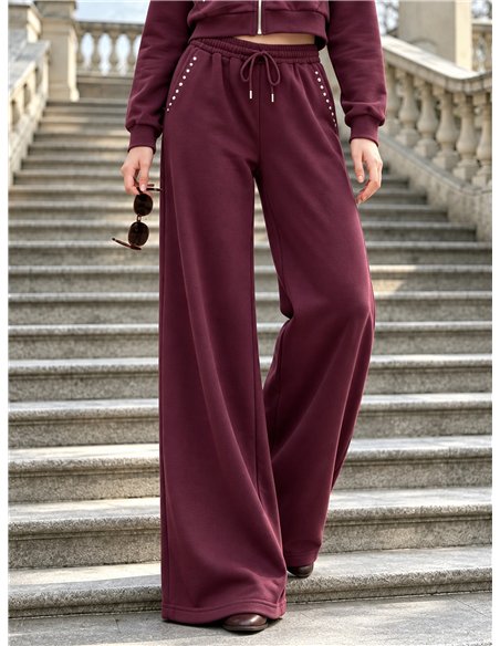 Pantalón de chándal wide leg con tachuelas