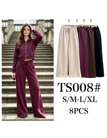 Pantalón de chándal wide leg con tachuelas