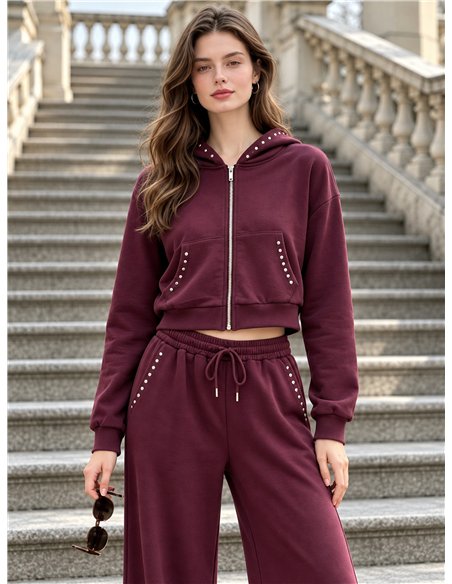 Pantalón de chándal wide leg con tachuelas