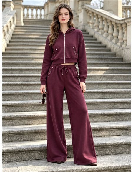 Pantalón de chándal wide leg con tachuelas