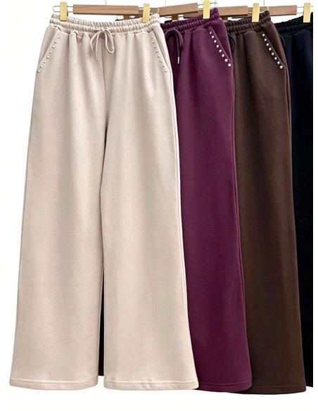 Pantalón de chándal wide leg con tachuelas