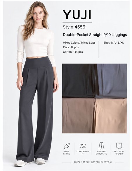 Pantalón deportivo wide leg bolsillos