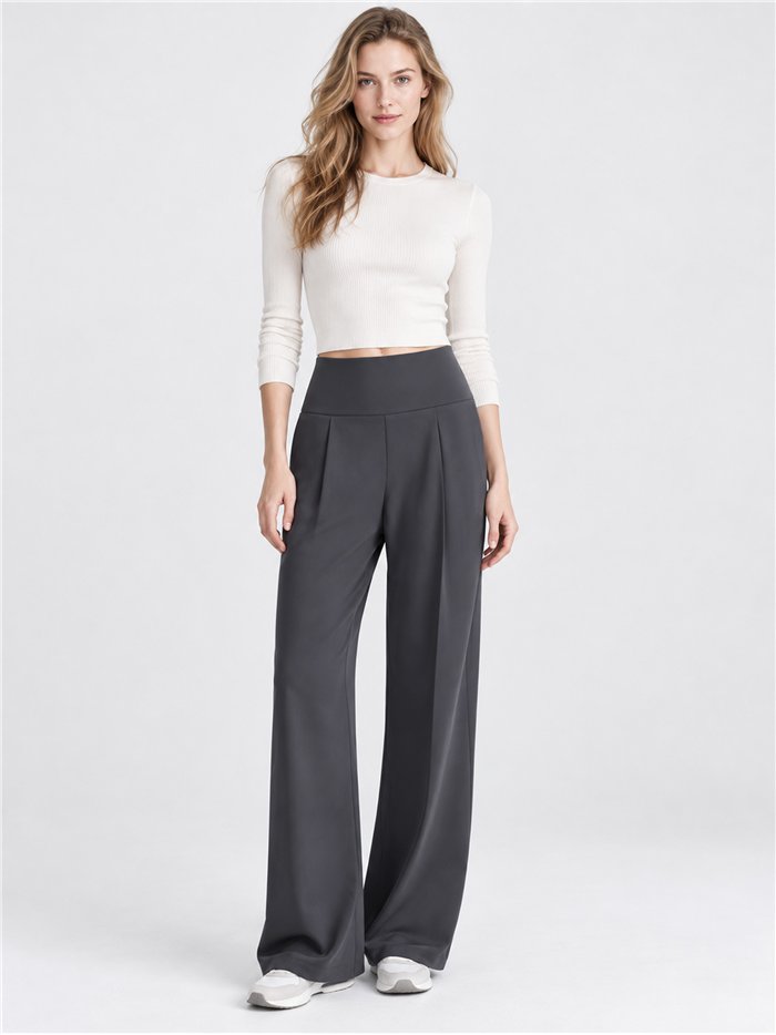 Pantalón deportivo wide leg bolsillos