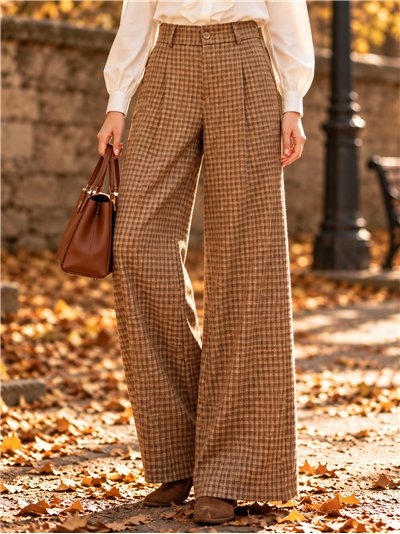 Pantalón wide leg de cuadros