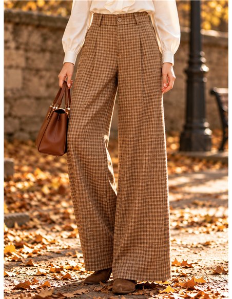Pantalón wide leg de cuadros