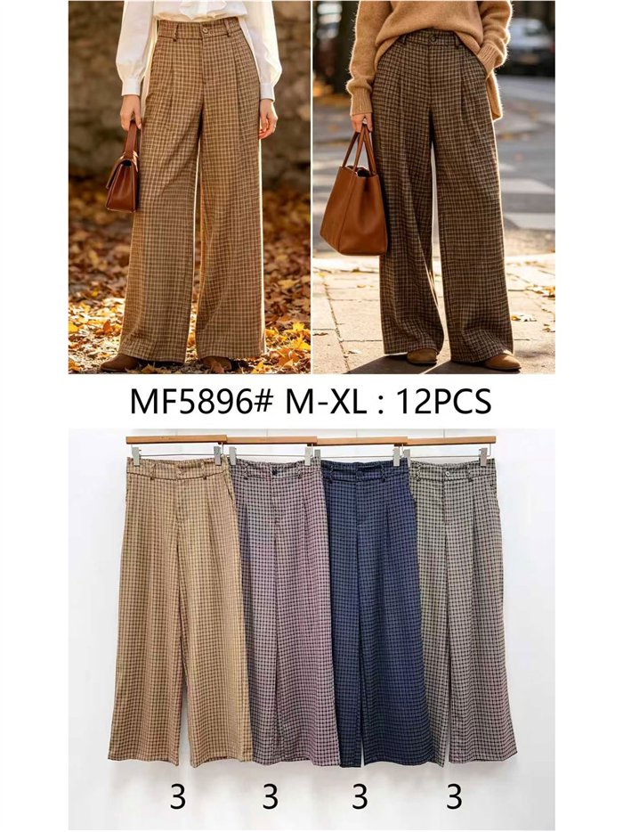 Pantalón wide leg de cuadros