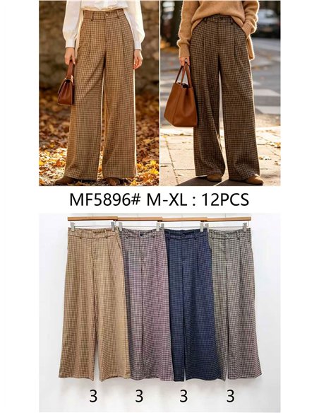 Pantalón wide leg de cuadros