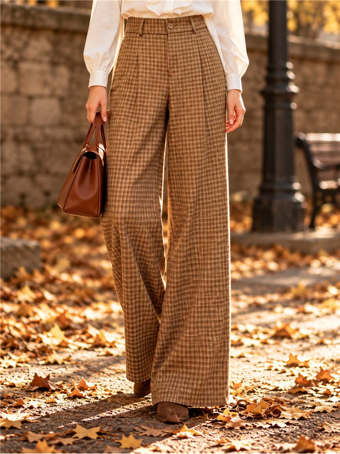 Pantalón wide leg de cuadros