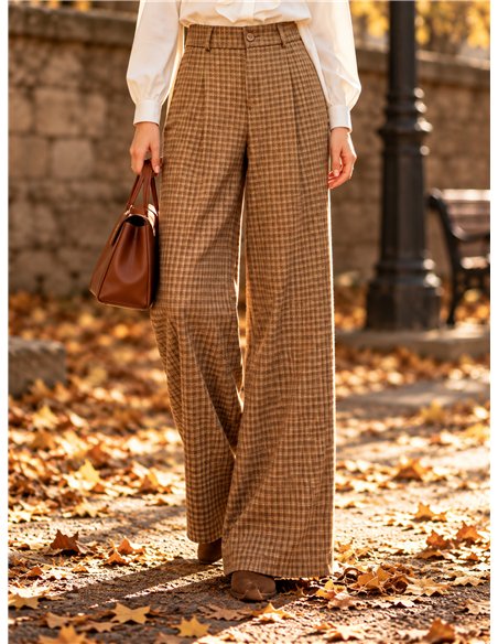 Pantalón wide leg de cuadros
