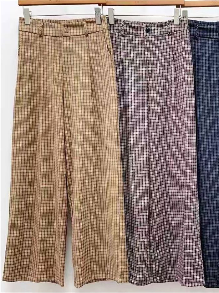 Pantalón wide leg de cuadros