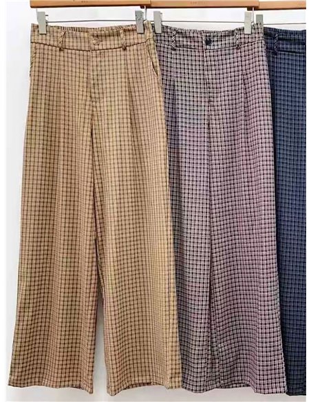 Pantalón wide leg de cuadros