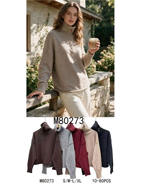 Jersey cuello alto media cremallera
