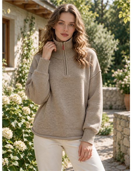 Jersey cuello alto media cremallera