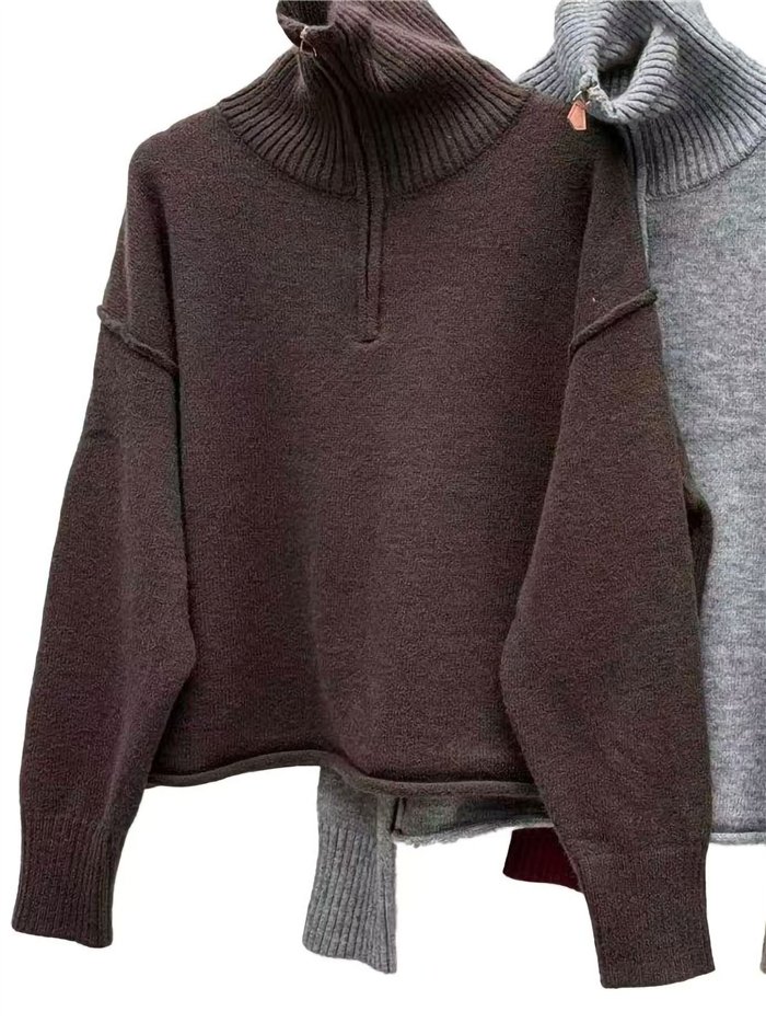 Jersey cuello alto media cremallera
