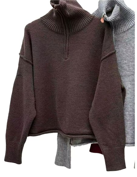 Jersey cuello alto media cremallera