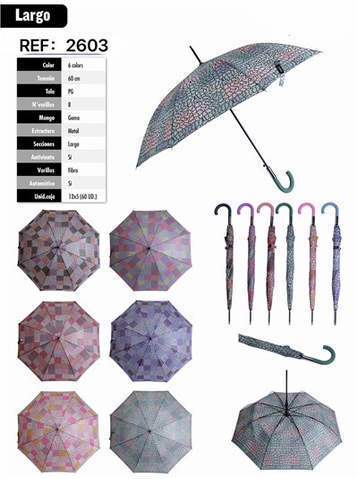 Parapluie automatique long à motif mosaïque