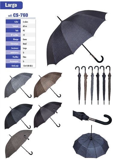 Parapluie automatique long à motif à carreaux classique