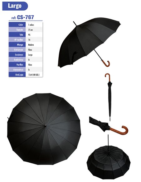 Ombrello lungo automatico nero semplice