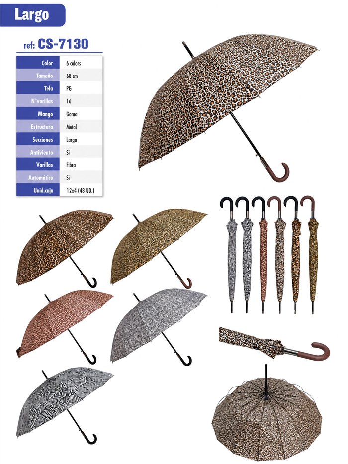 Ombrello lungo automatico con stampa animalier