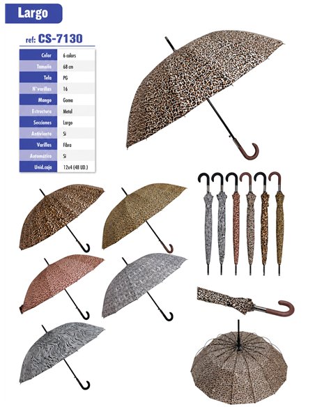 Ombrello lungo automatico con stampa animalier