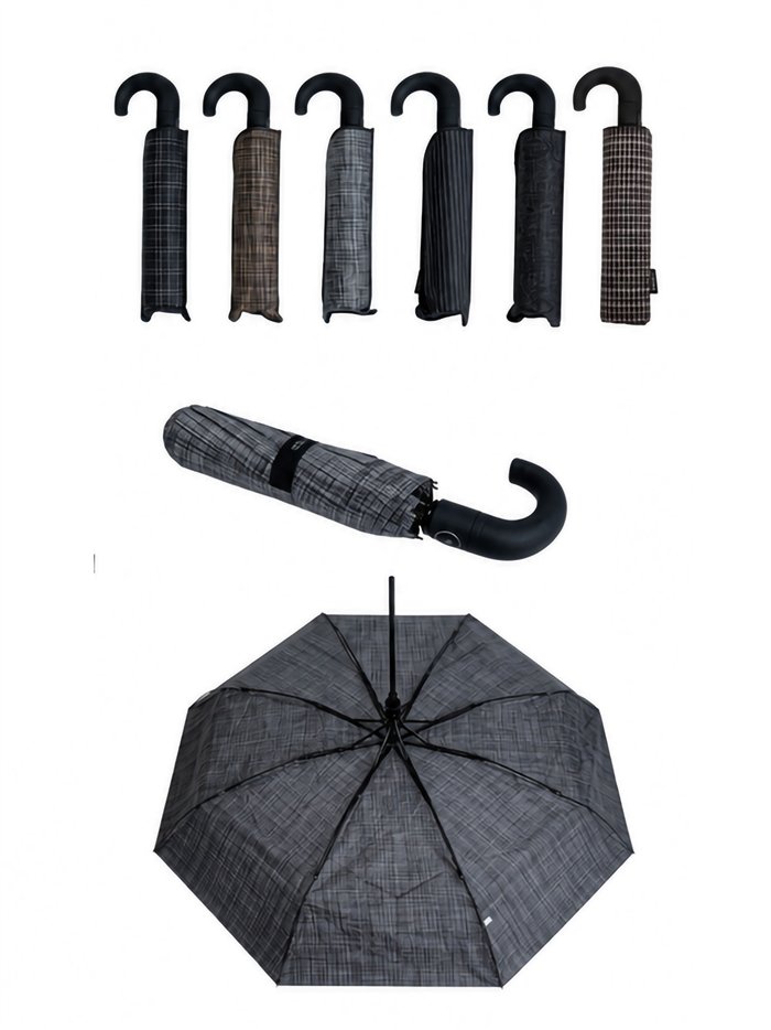 Automatic folding umbrella with timeless check print
