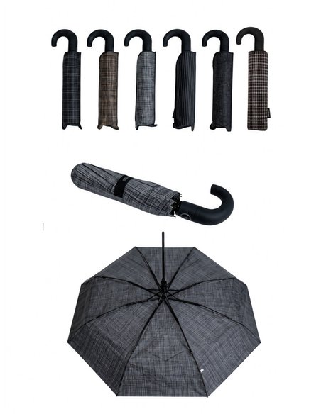 Automatic folding umbrella with timeless check print