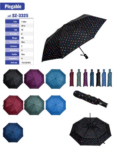 Parapluie pliant automatique à pois multicolores