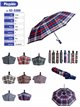 Automatic folding umbrella with tartan check print
