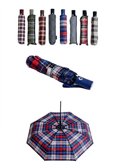 Parapluie pliant automatique à carreaux tartan 2