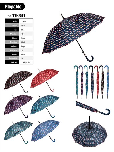 Parapluie automatique long à motif teckel