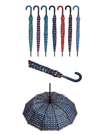 Parapluie automatique long à motif teckel 2