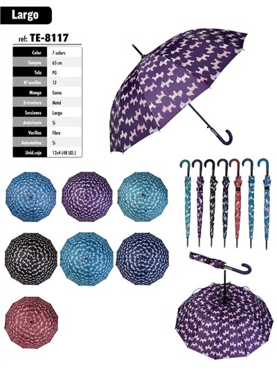 Parapluie automatique long à motif chien