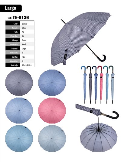 Parapluie automatique long à motif vichy