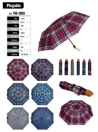 Parapluie pliant à carreaux tartan